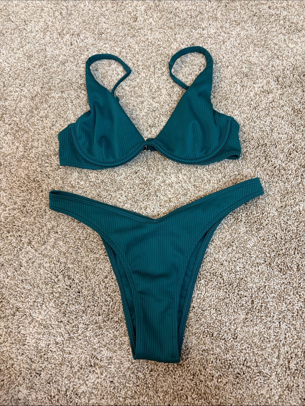 Hollister Teal Ribbed Underwire Bikini Set